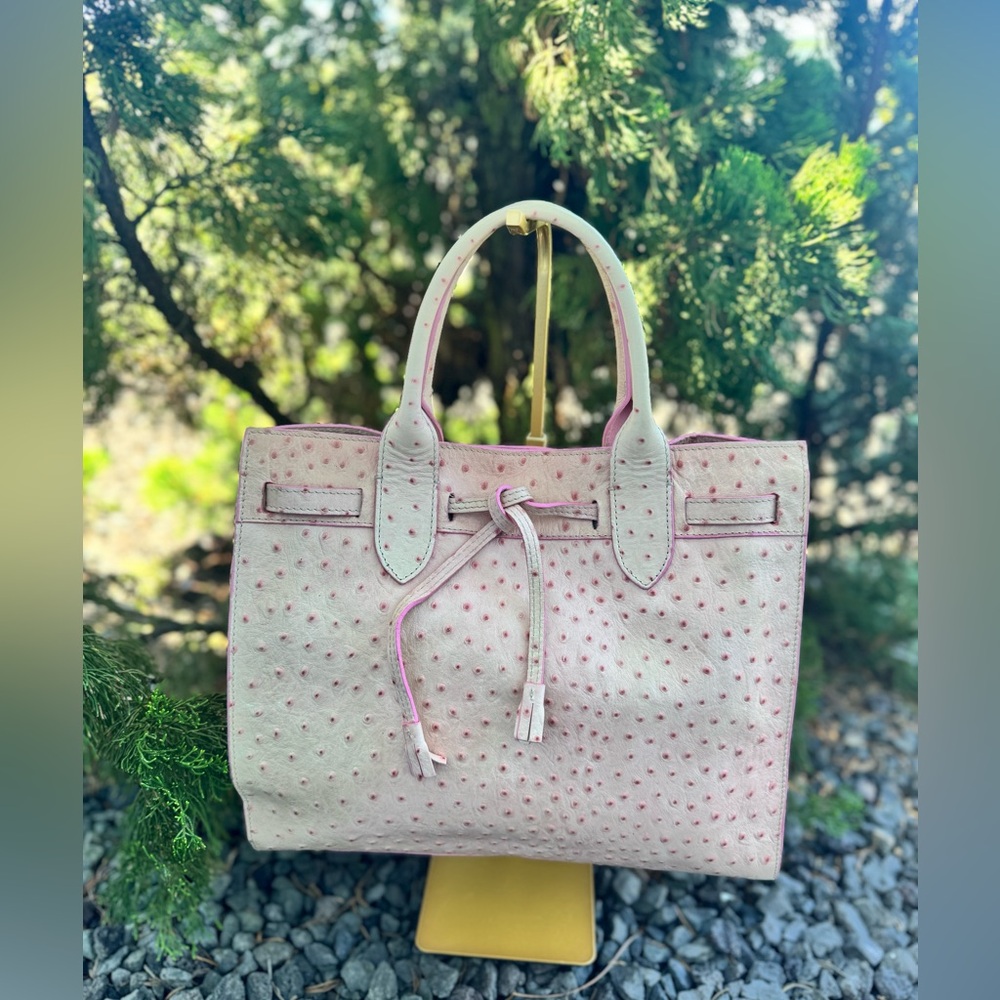 Dooney & Bourke (Made in Italy) Pink Ostrich-Embossed Leather Tote Bag